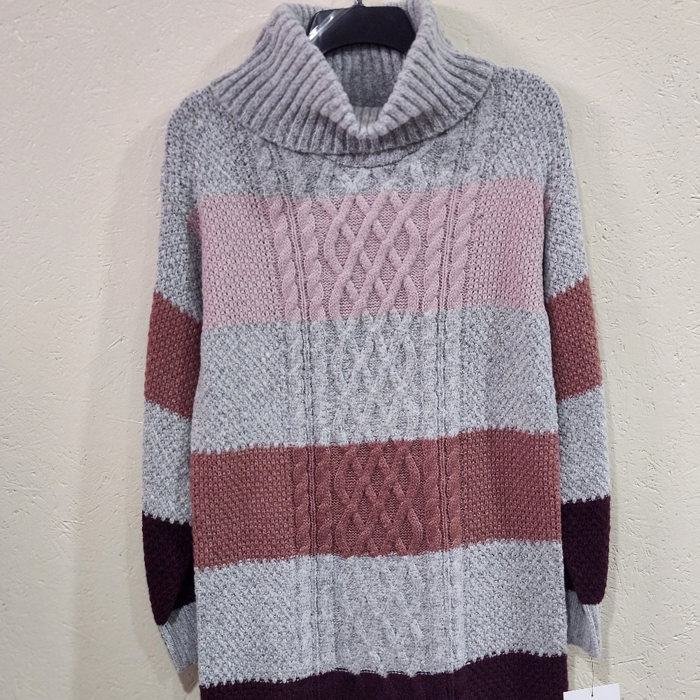 By &‎ By Cable Knit Sweater Dress Womens XS Turtle Neck Long Sleeve Nwt